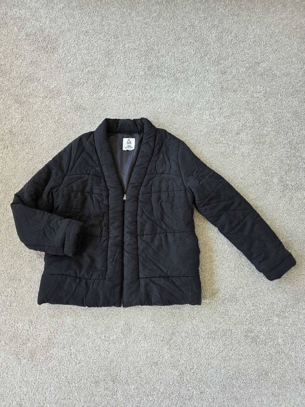 Urban Outfitters Black Quilted Zip-Front Jacket
